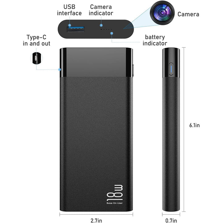 Only3C Power Bank Camera 1080P – Hidden 10000mAh Security Cam with Fast Charging | Only3C