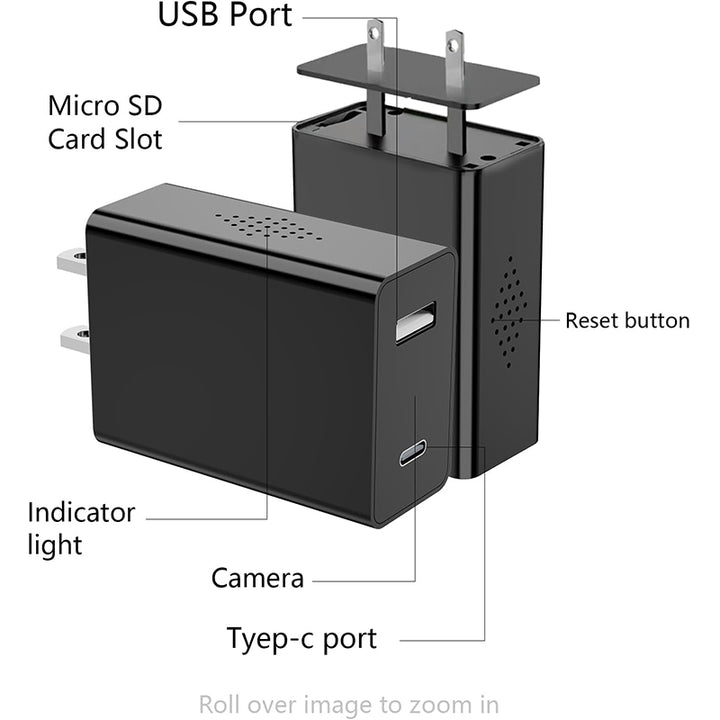 Only3C Hidden WiFi Camera Charger – 1080P Mini Spy Cam with USB & Night Vision 
