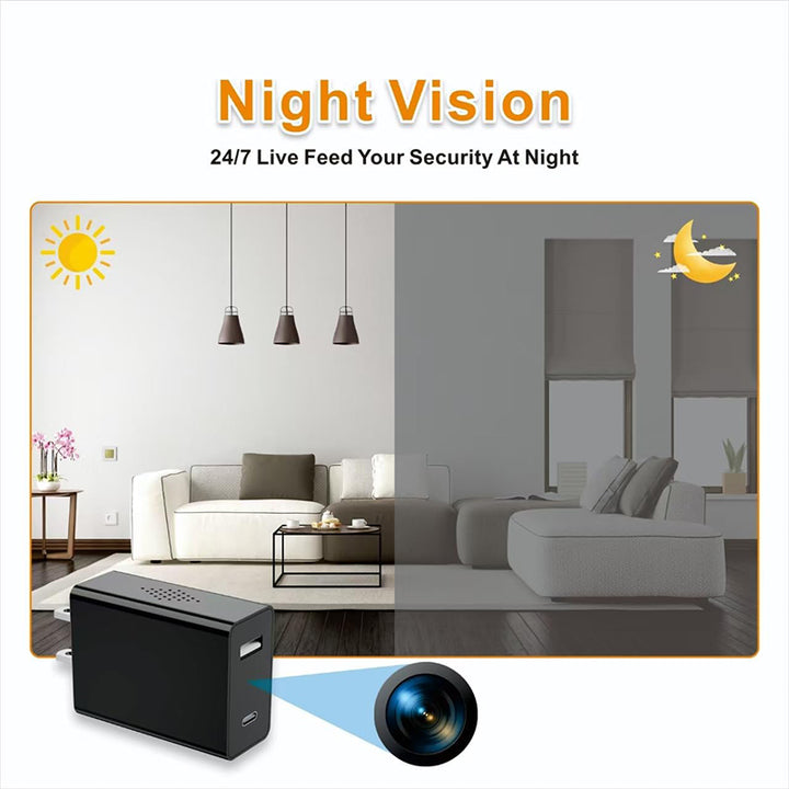 Only3C Hidden WiFi Camera Charger – 1080P Mini Spy Cam with USB & Night Vision 